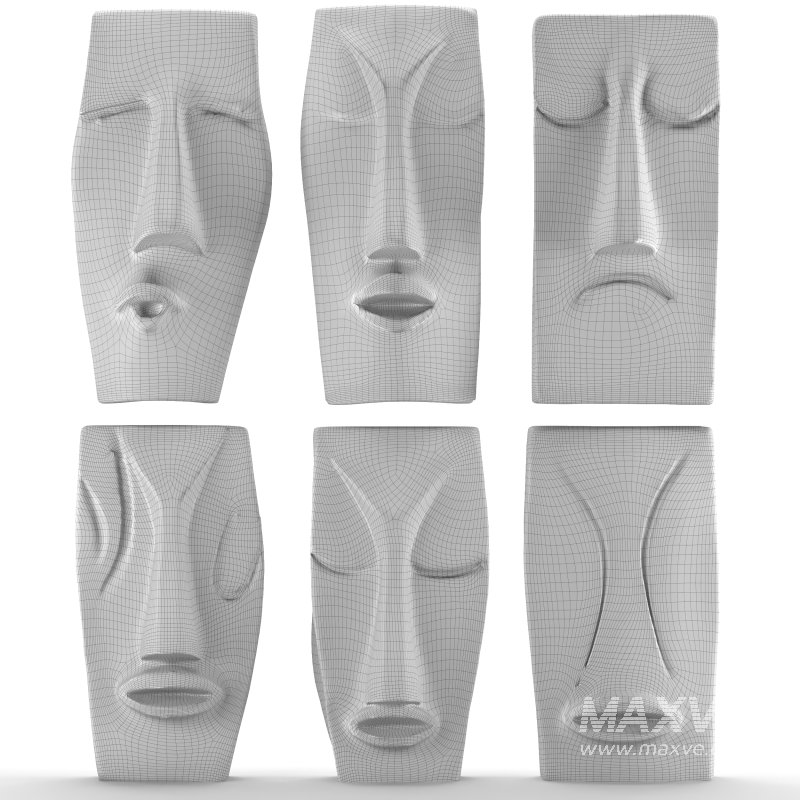 Set of Abstract Face Wall Sculptures - Image 3