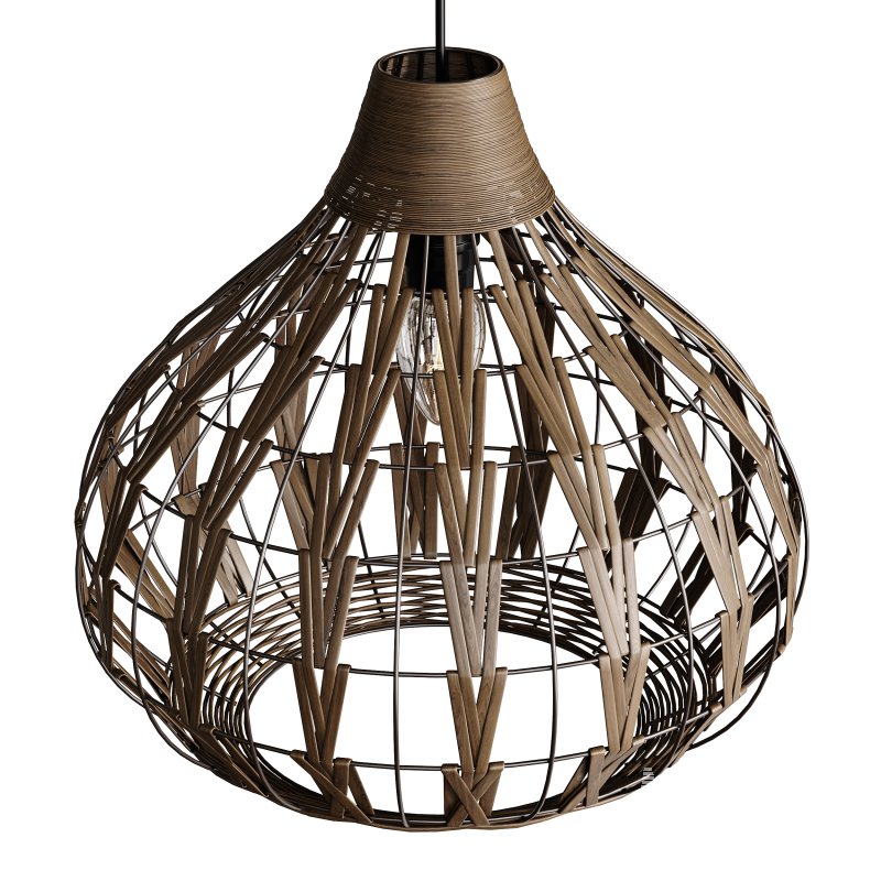 Retro Coffee Bamboo Rattan Pendant Light - Image 5