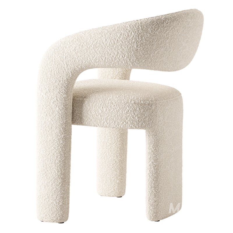 Lyra Stone Cream Woven Fabric Dining Chair - Image 8