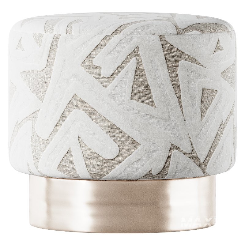 Arteriors Home Avalon Ottoman Swiss Coffee Champagne Swivel - Image 1