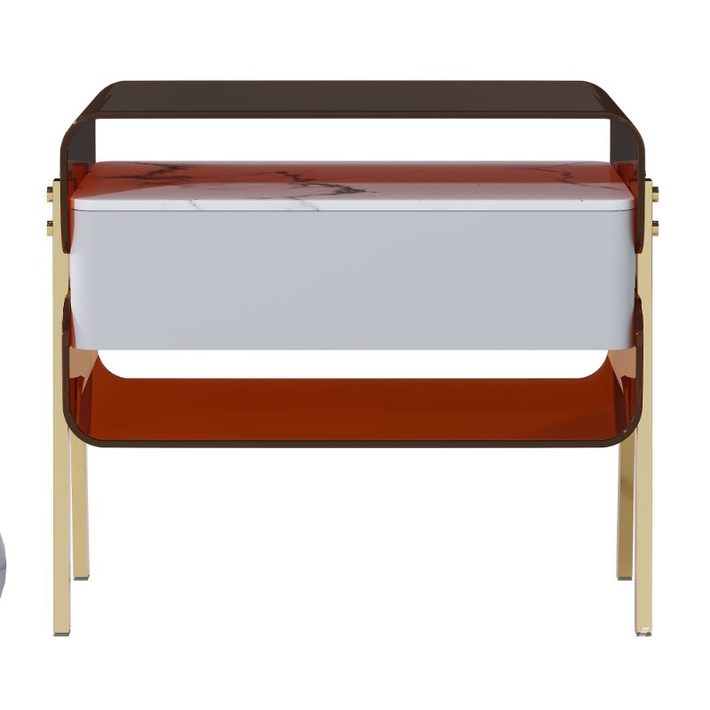 brown nightstand with lighting and wireless charging station - Image 3