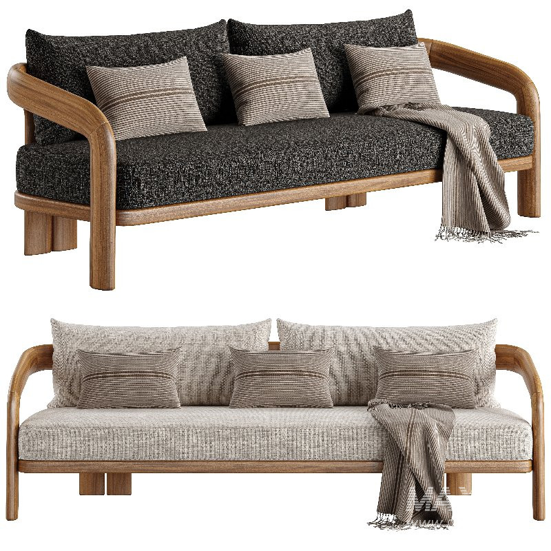 Chloe Teak 3 Seat Sofa - Image 2