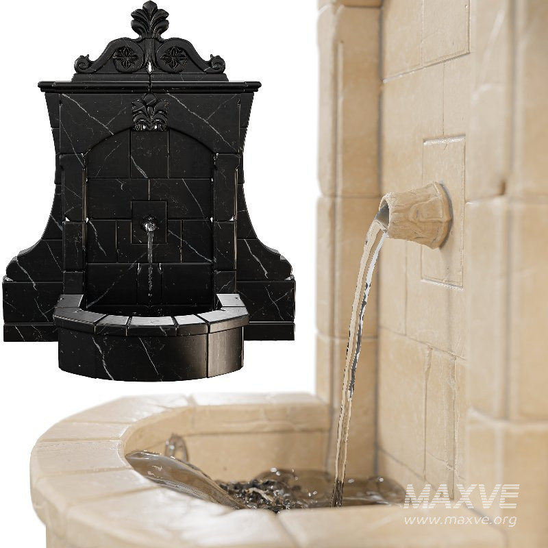 Vintage Stone Wall Fountain Classical Relief - Image 1