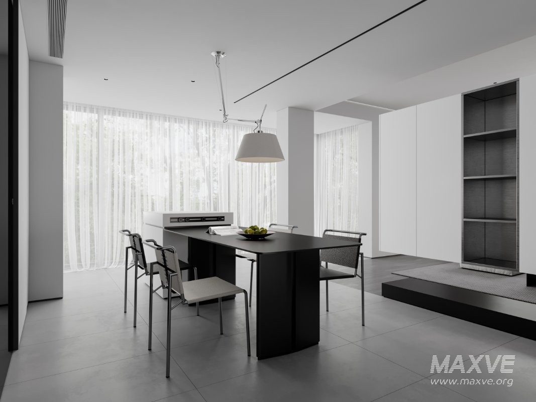 Modern living room and dining room interior scene - Image 4