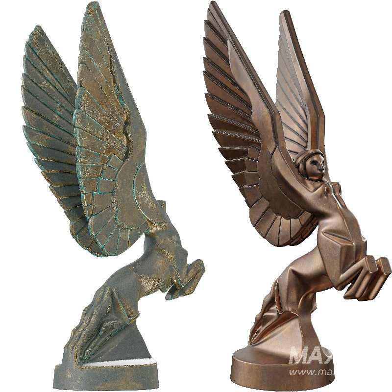 Winged Ascending Figure Sculpture Mythological - Image 2
