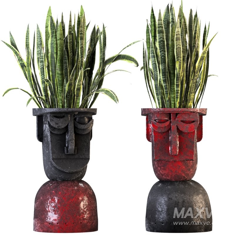 Concrete Pot Plant Set 07 - Image 4