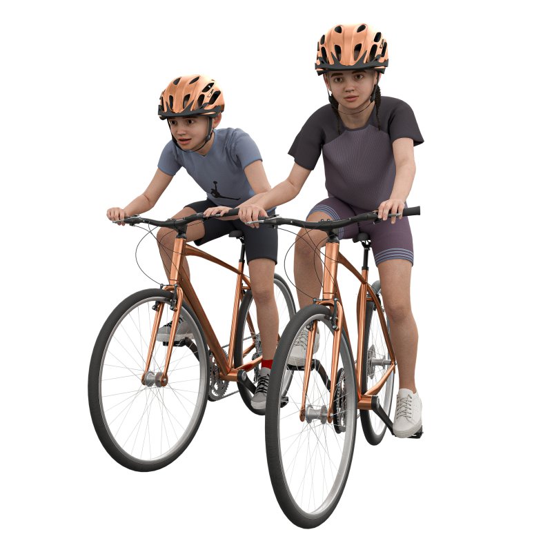 kids Cycling in 4 poses - Image 1