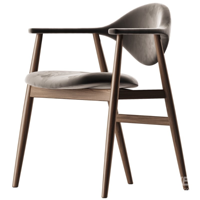 Armlehnstuhl Masculo aus Walnussholz - Image 1