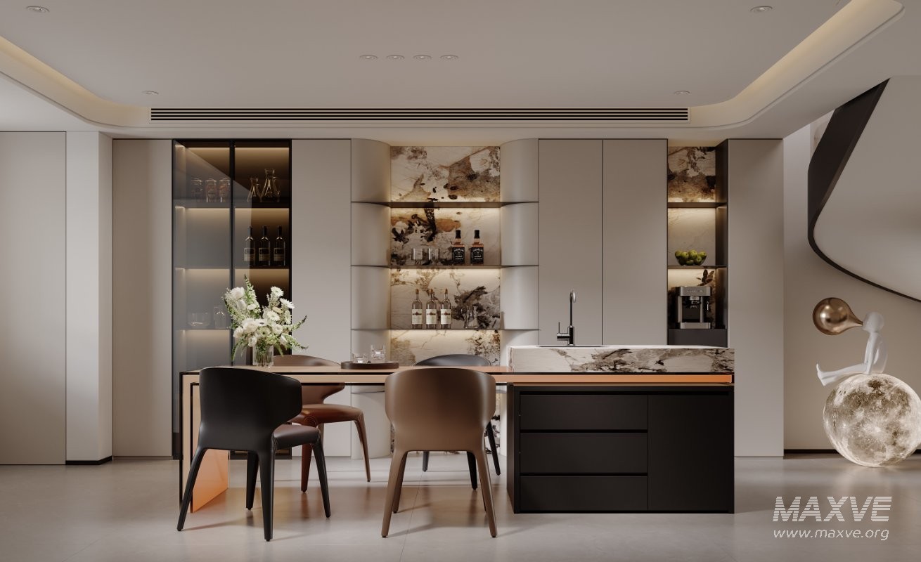 Modern living room and dining room interior scene - Image 2