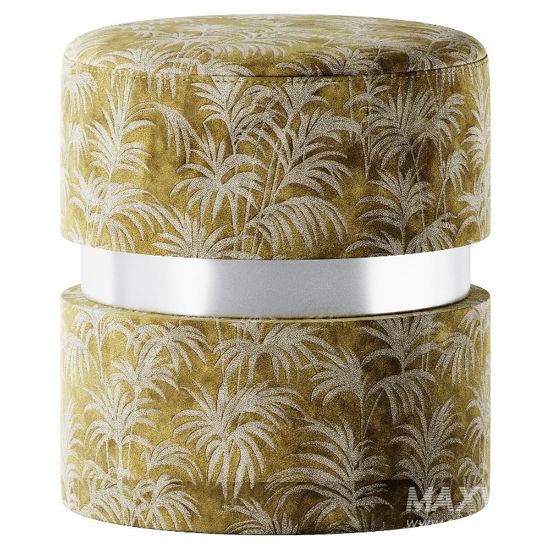 Tara Floral Green Pouf - Image 1