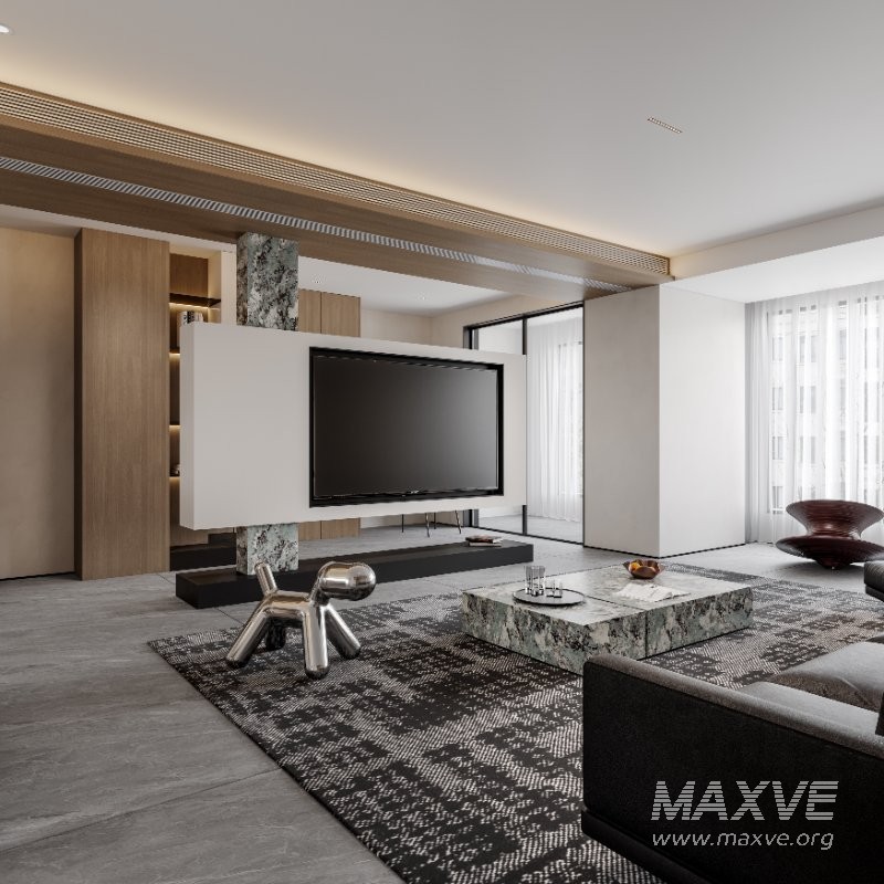 Modern living room and dining room interior scene - Image 4
