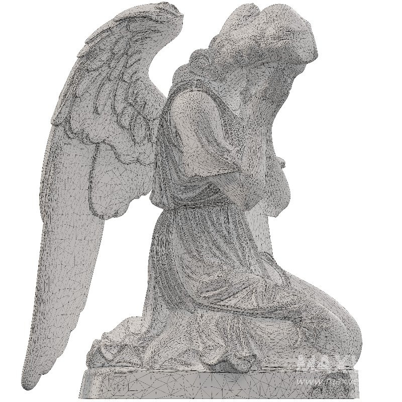 Kneeling Mourning Angel Sculpture - Image 4