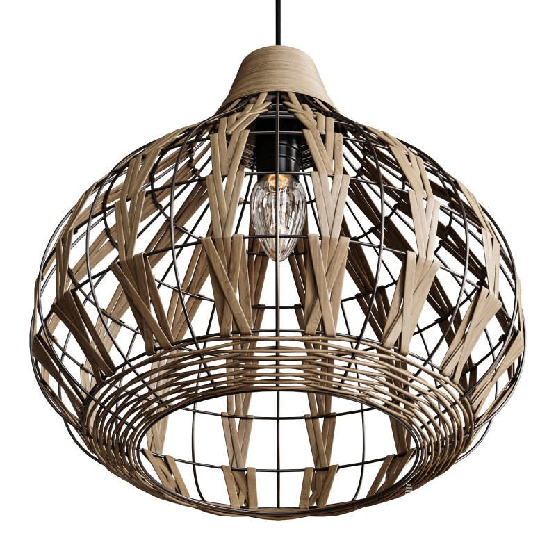 Retro Coffee Bamboo Rattan Pendant Light - Image 9