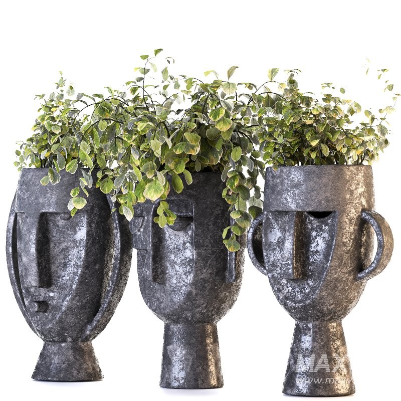 Concrete Pot Plant Set 04 - Image 2