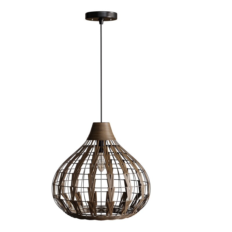 Retro Coffee Bamboo Rattan Pendant Light - Image 2