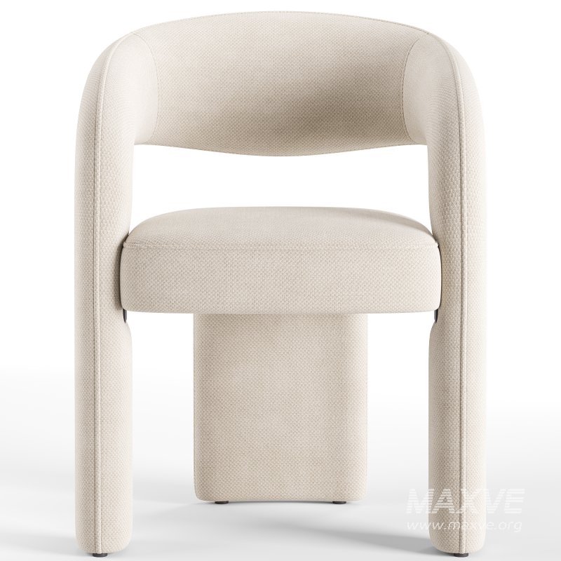 Lyra Stone Cream Woven Fabric Dining Chair - Image 5
