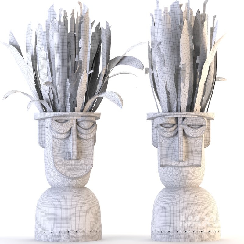 Concrete Pot Plant Set 07 - Image 1