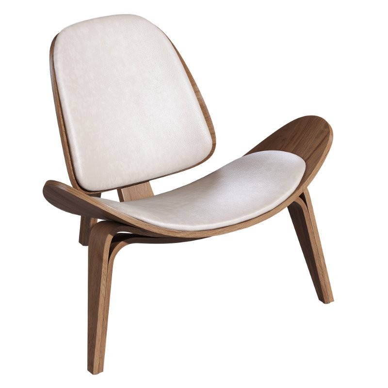 Walnut Leather Tripod Chair - Image 1