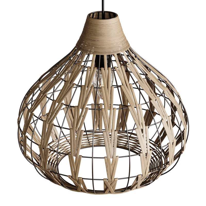 Retro Coffee Bamboo Rattan Pendant Light - Image 7