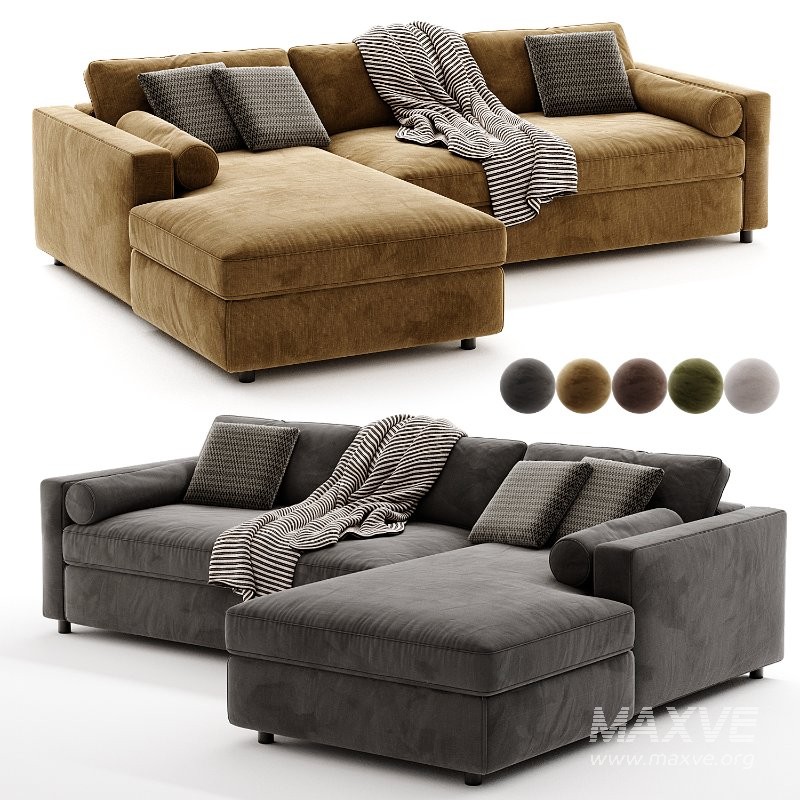 Aris Deep 2-Piece Bench Sectional Sofa with Chaise Lounge - Image 1