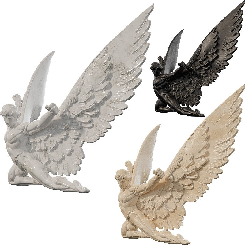 Winged Male Figure Mythological Ascension Pose - Image 1