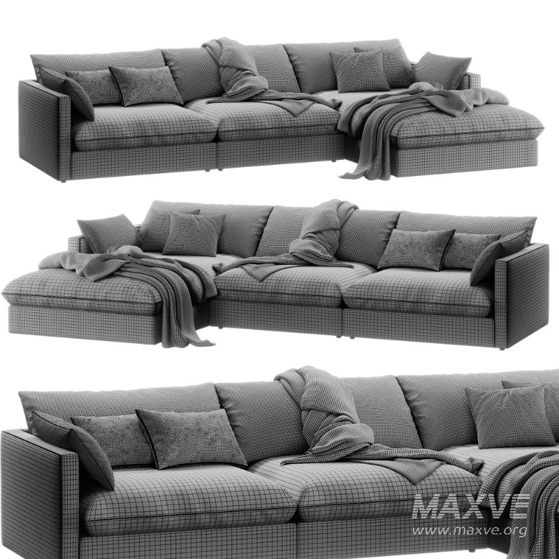 Unwind Modular 3 Piece Slipcovered Chaise Sectional Sofa - Image 4
