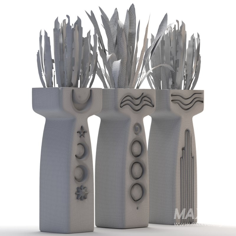 Concrete Pot Plant Set 03 - Image 2