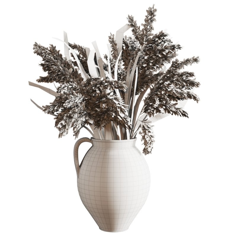 Handcrafted Earthenware Jug with Dried Pampas - Image 3