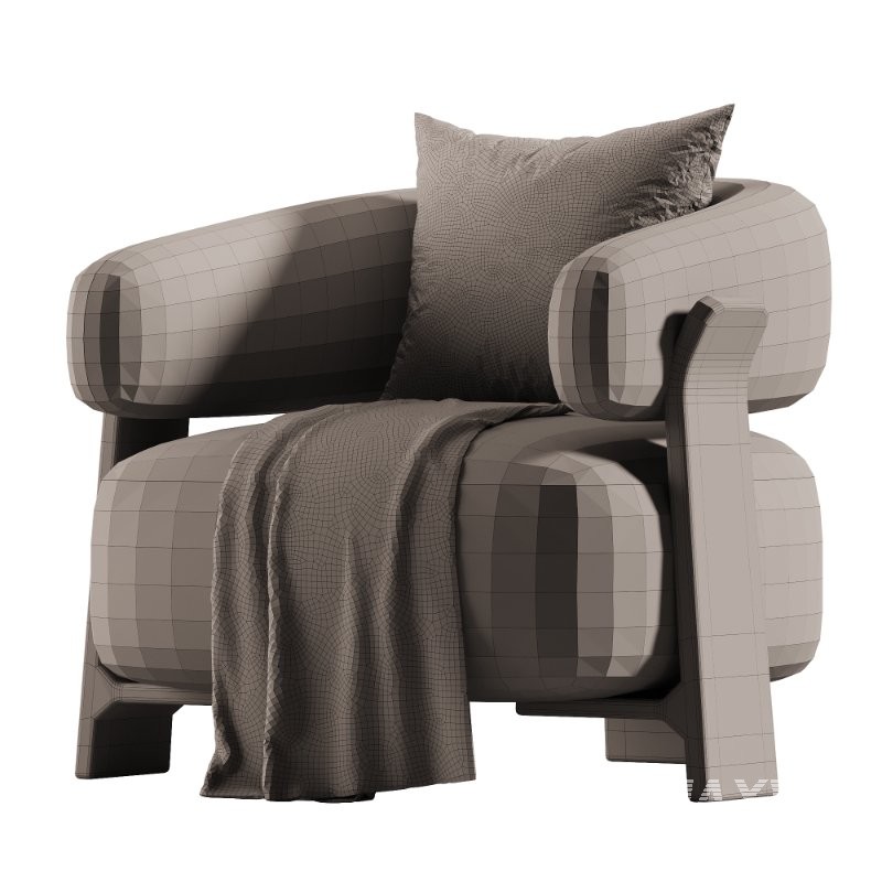 Granite beige chenille armchair - Image 3