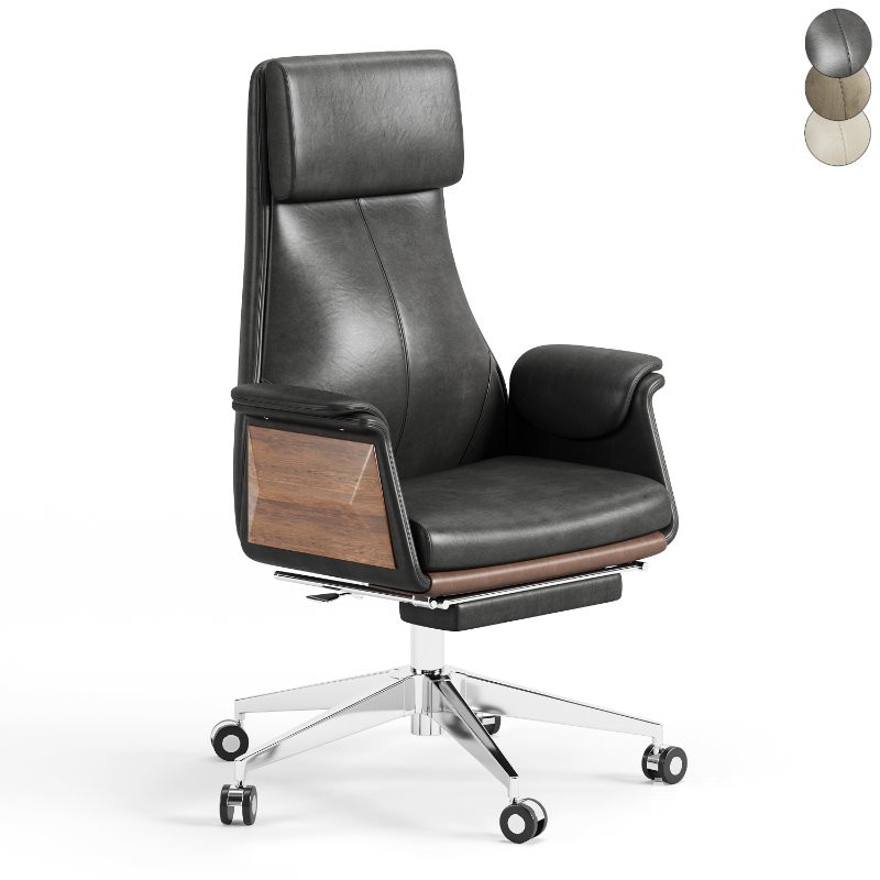 Back Adjustable Swivel Black Executive Chair - Image 5