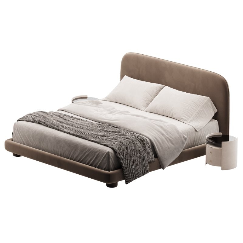 Flore Boucle Round Shaped Headboard Bed Frame - Image 5