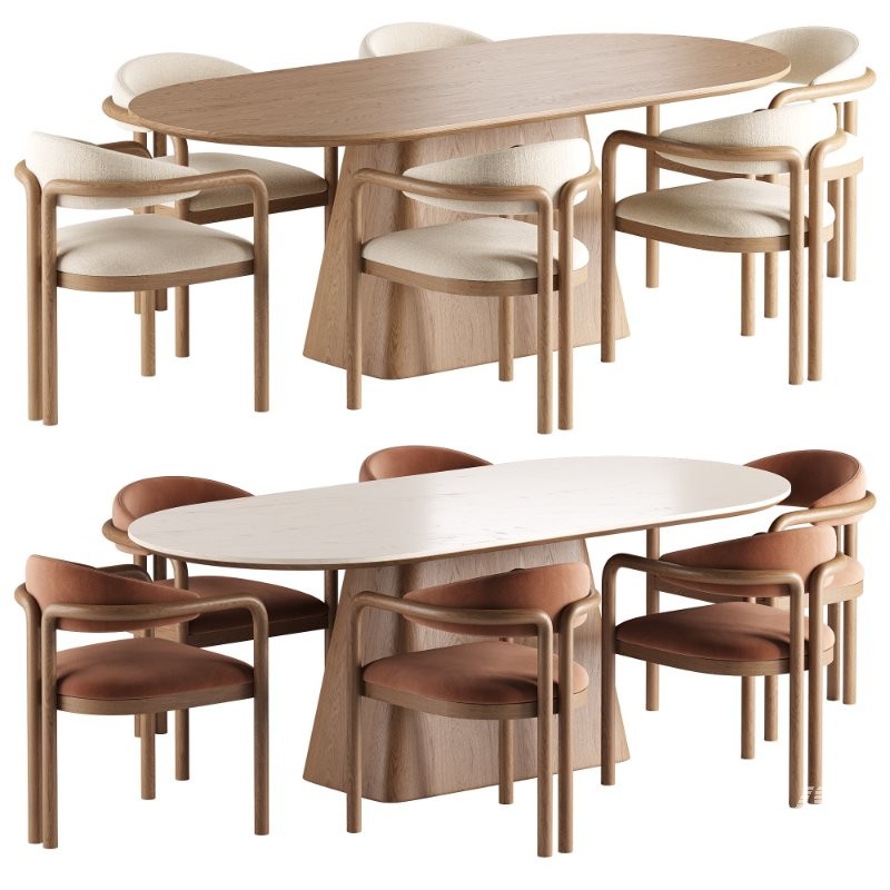 Palermo Fabric Dining Chair and Thorsten Dining Table - Image 1