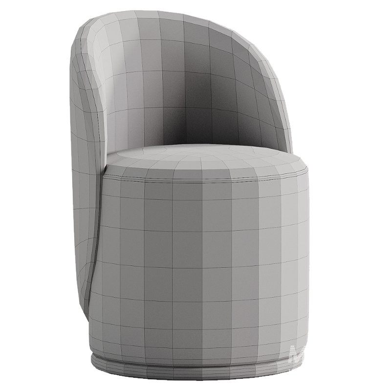 Loreen pouf with a rotating back boucle white - Image 4