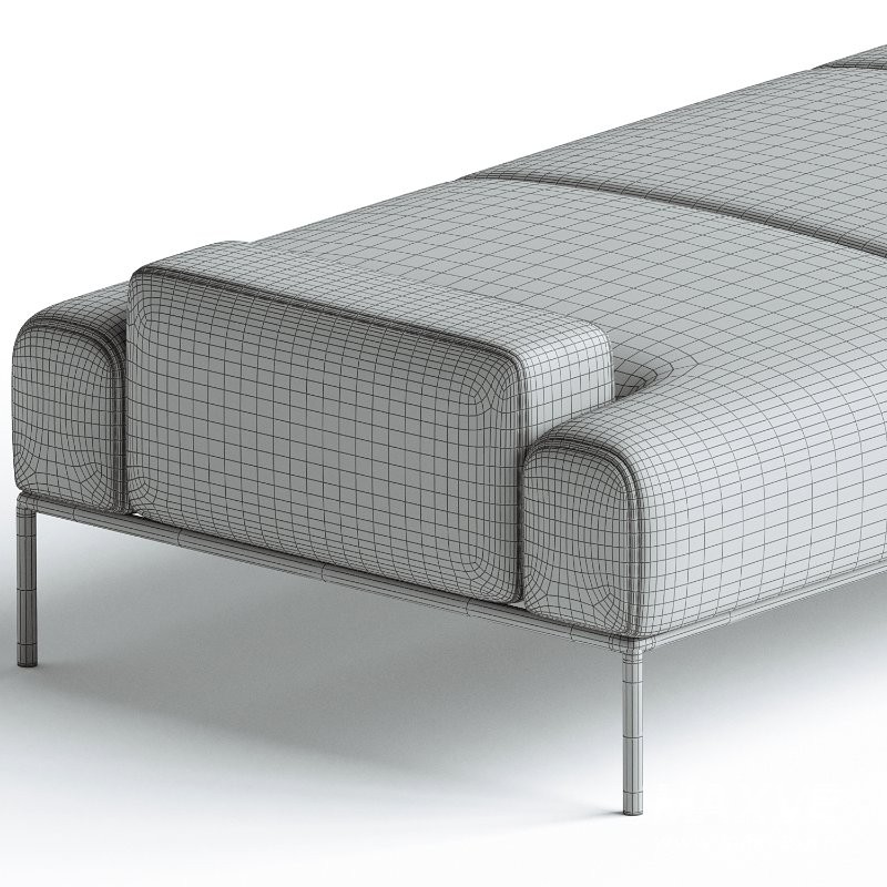 Stiletto Daybed Blue Velvet Channeling tufted wood base oak maple walnut wenge - Image 3