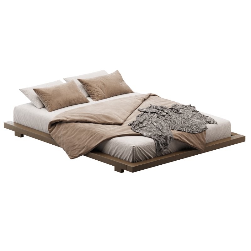Japanese Style Walnut Queen Floor Bed - Image 2