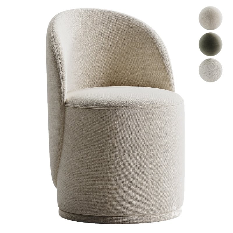 Loreen pouf with a rotating back boucle white - Image 1