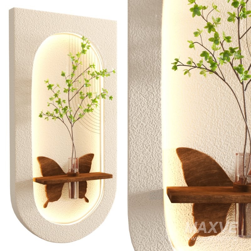 Wall Niche Decor Butterfly Shelf Green Branch - Image 4