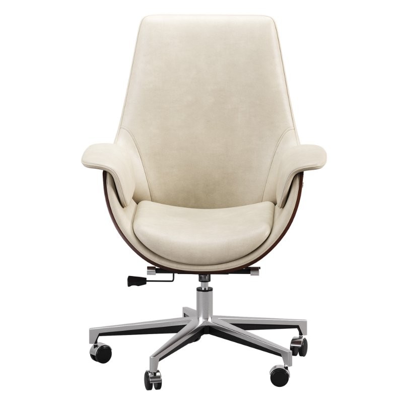 Gray Leather Modern Home Office Chair - Image 3