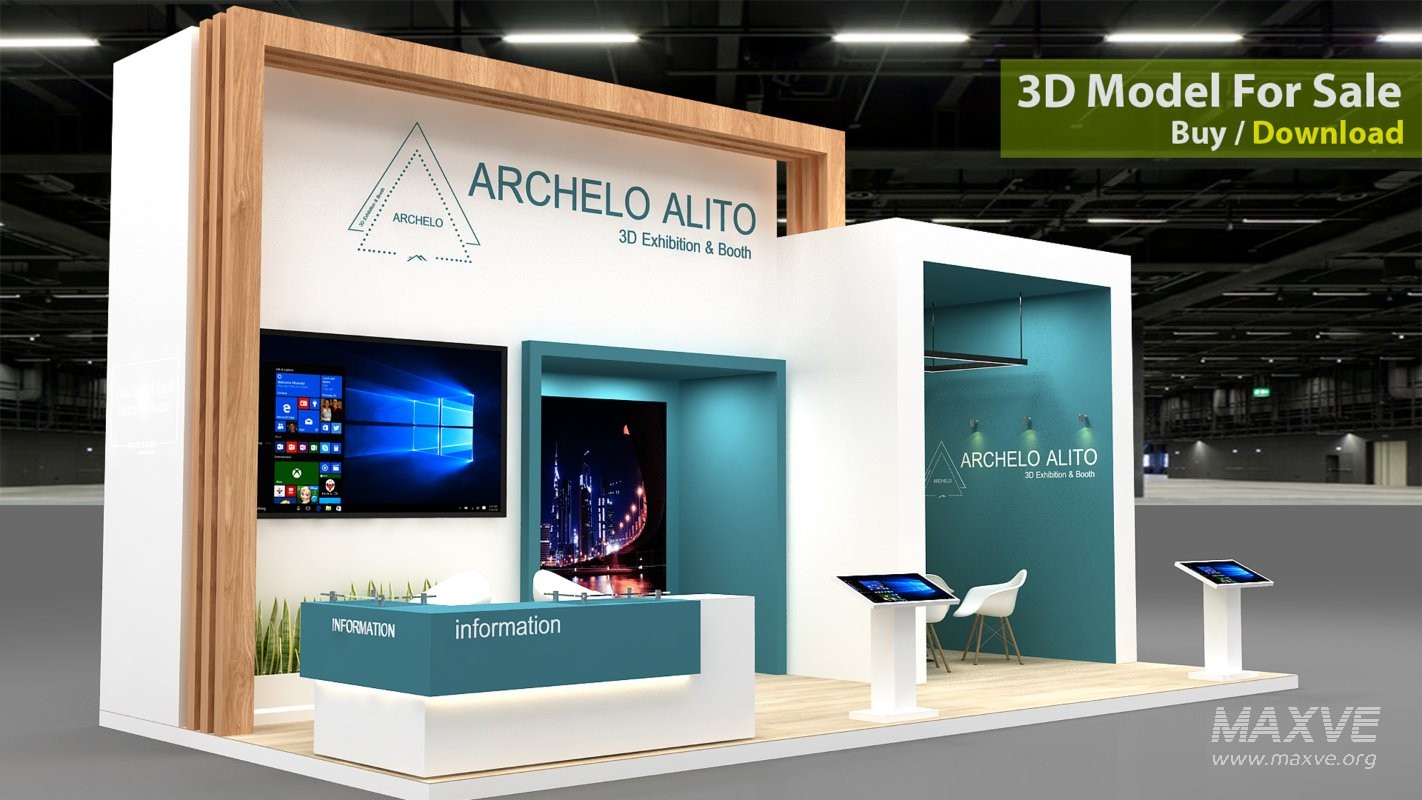 minimal exhibition booth 3d model - Image 5