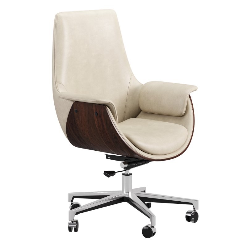 Gray Leather Modern Home Office Chair - Image 1