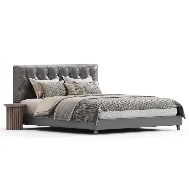 Aleahya Vegan Leather Platform Bed - Image 1