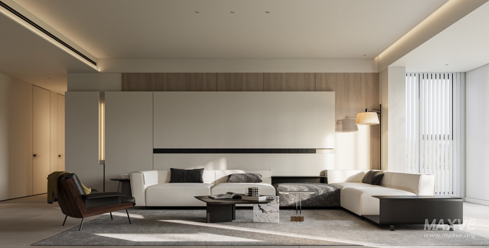 Modern living room and dining room interior scene - Image 9