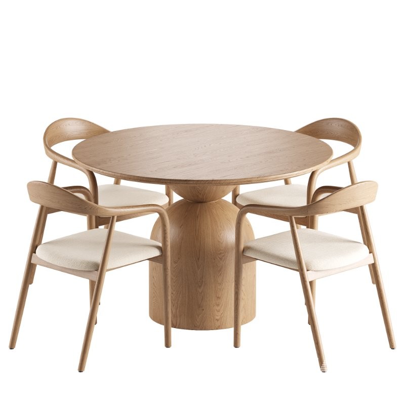 Noris Fabric Dining Chair and Sigrid Dining Table - Image 4