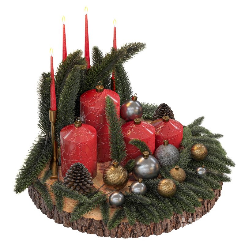 Christmas Interior Decor Set 3D Model Set 01 - Image 1