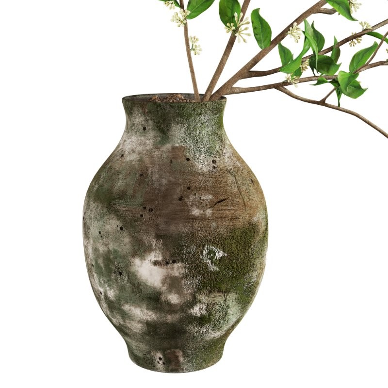 Blooming Twig Arrangement in Antique Pot - Image 3
