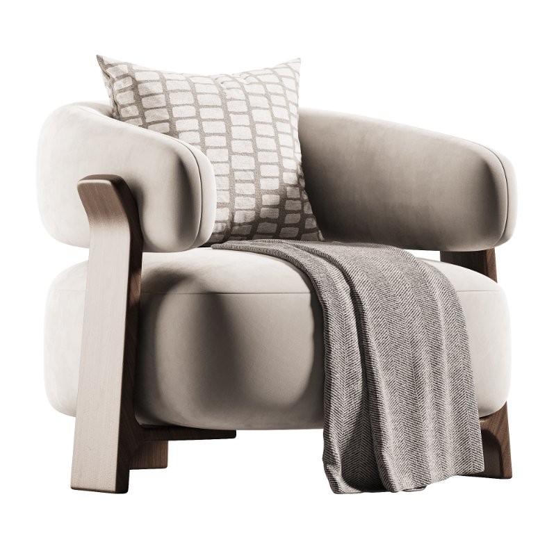 Granite beige chenille armchair - Image 1