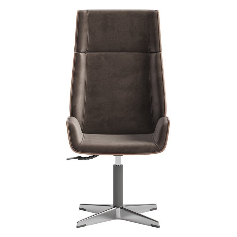 Black Leather Modern Home Office Chair - Image 4