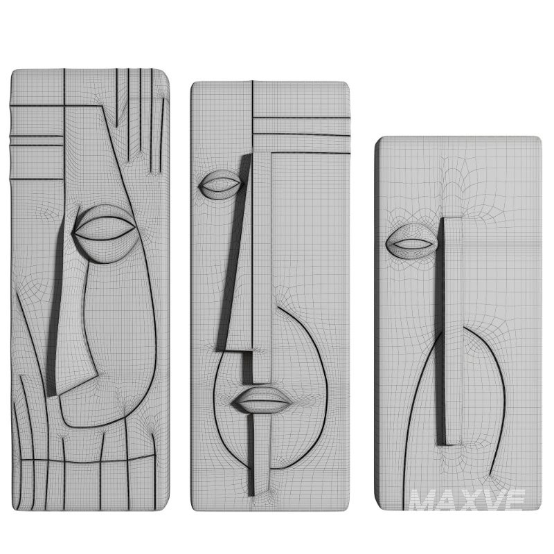 Minimalist Abstract Face Relief Wall Sculptures - Image 5