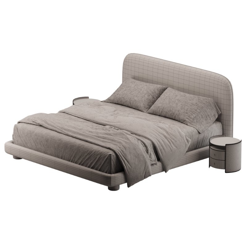 Flore Boucle Round Shaped Headboard Bed Frame - Image 6