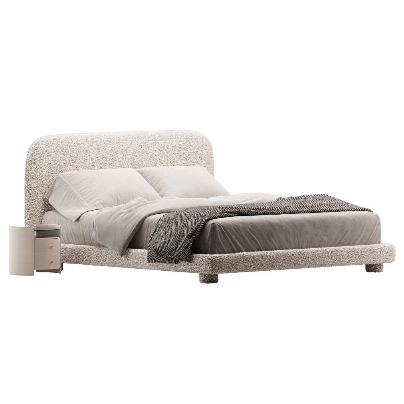 Flore Boucle Round Shaped Headboard Bed Frame - Image 3